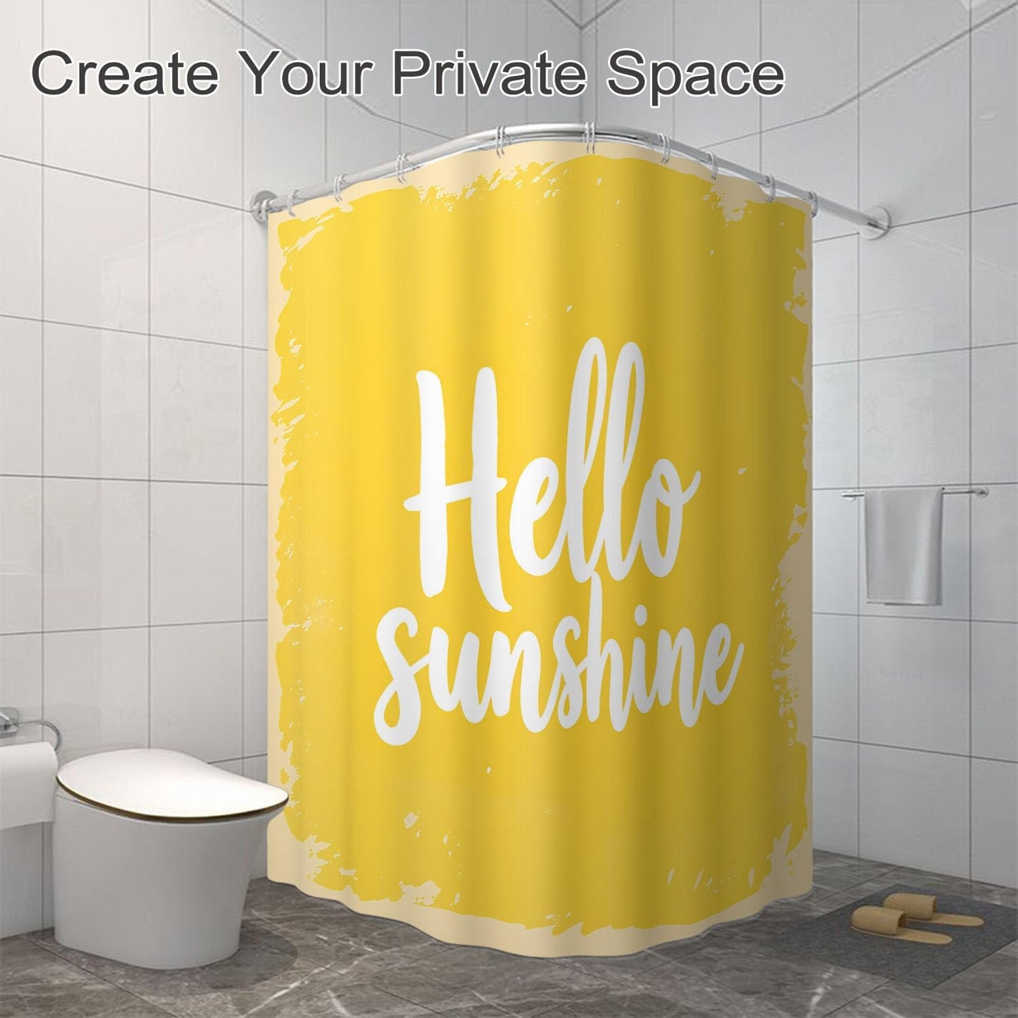 Hello Sunshine Yellow Shower Curtains Bathroom Curtain Waterproof with Hooks 72x72 Inch for Men Women Boys Girls
