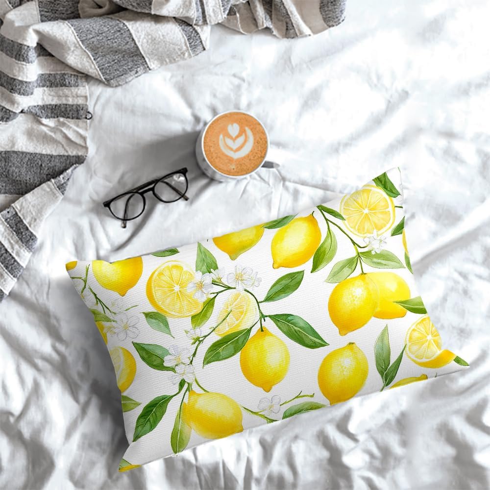 Yellow Lemon Decorative Pillowcases 20X30 Inch Throw Pillow Cover Sham Queen for Home Bedroom Men Women