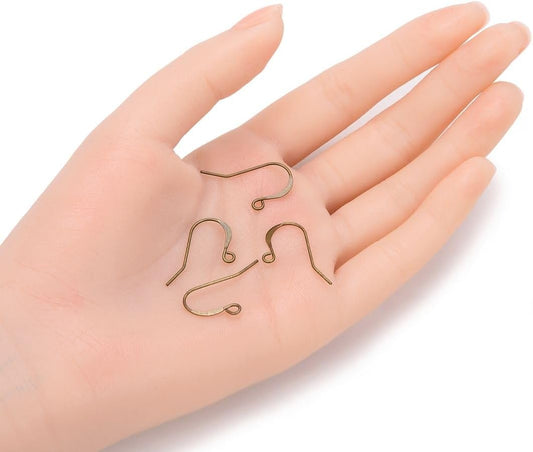 Adabele 200pcs 18K Yellow Gold Plated Strong Fish Earring Hooks 20 Gauge | 0.8mm/20 Gauge, Metal Fishhooks Ear Wire, Open Loops to Attach Charms Gemstones Dangles Earrings Making