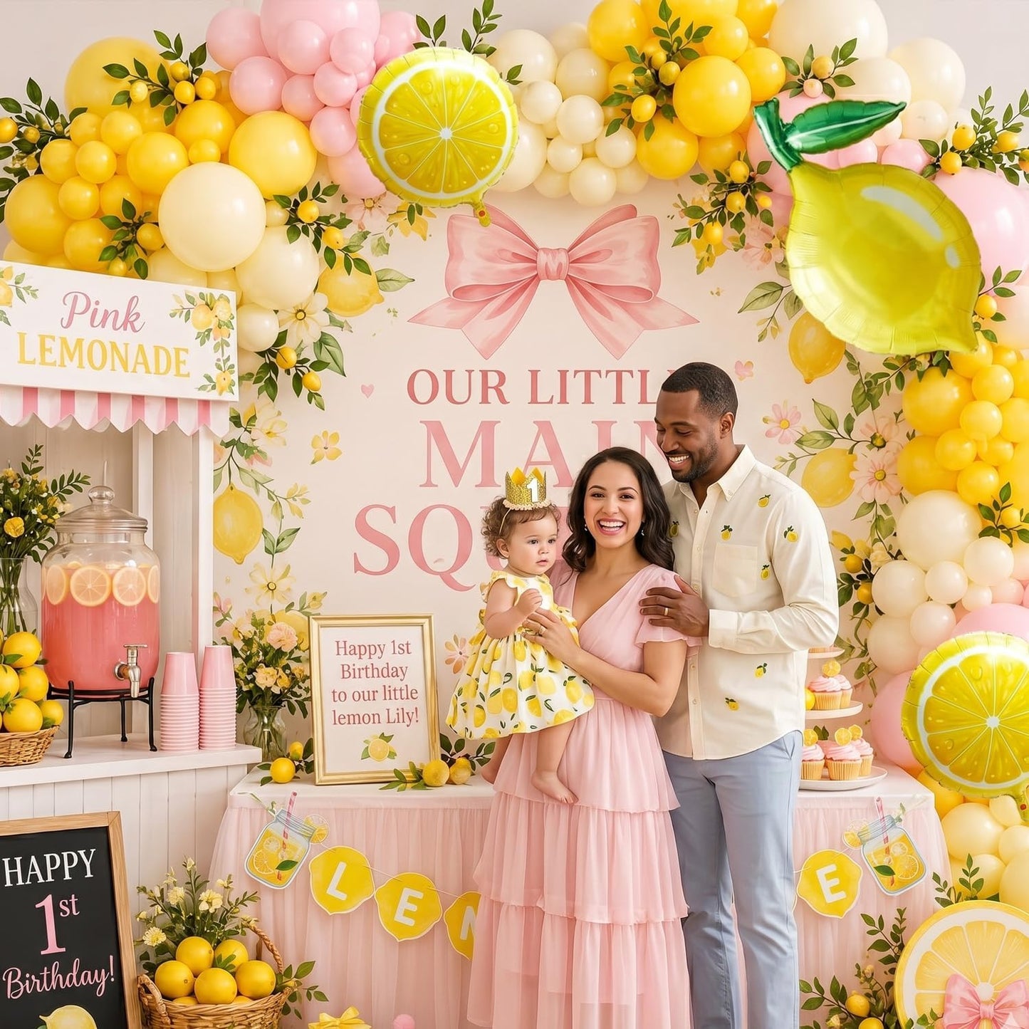 Lemonade Party Decorations Balloon Arch Kit with Lemon Banner, Pink Yellow Lemon Balloons for Summer Birthday, Lemon Baby Shower Decor, Freshly Graduated Lemon Decor,Amalfi Coast Citrus Party Supplies
