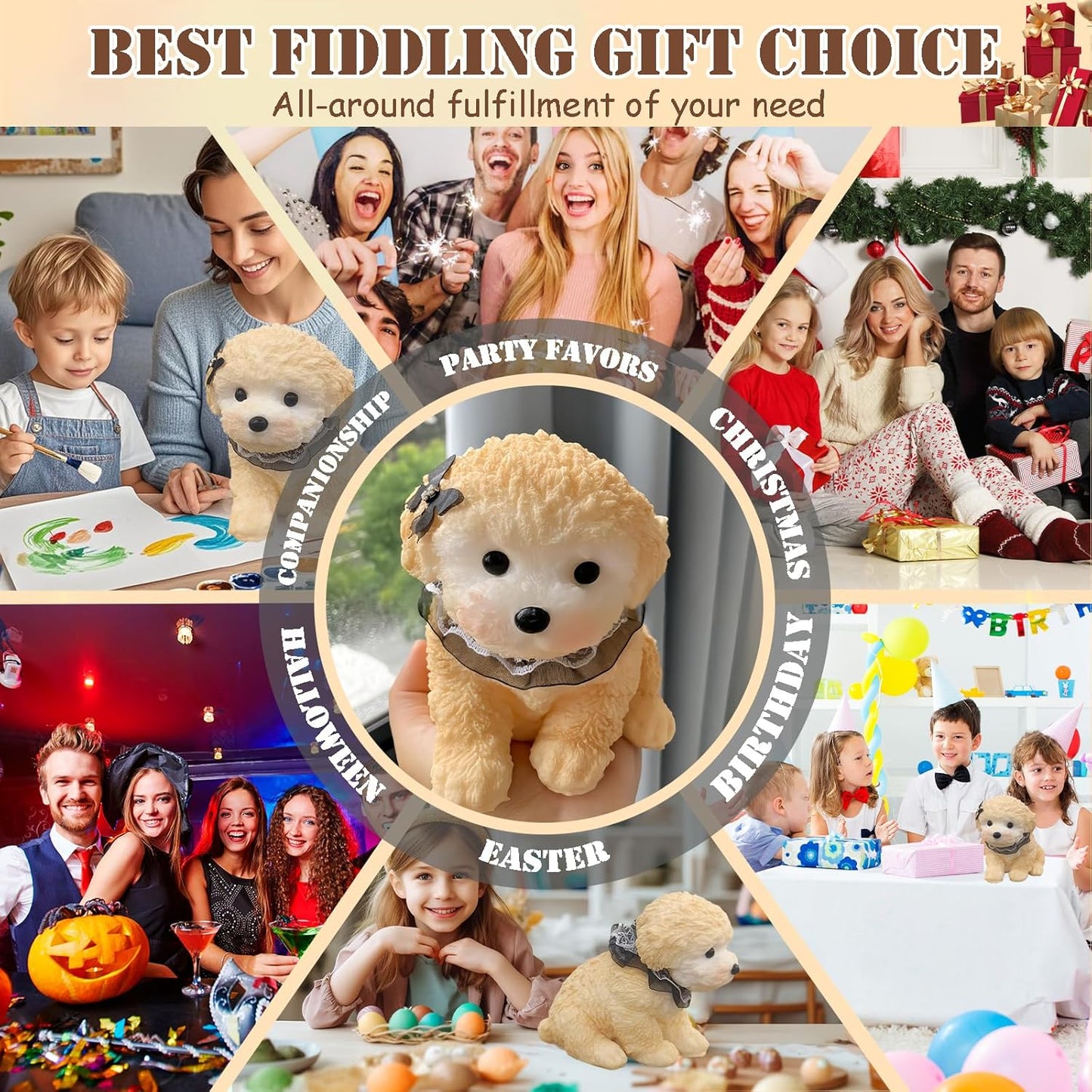 Big Taba Squishy Dog, Extra-Large Size Squishy Dog Stress Relief Toy for Adult/Kids, Cute & Soft Teddy Dog Design, Perfect Squeeze Toys Gift for Relaxation and Fun, Easter Basket fillers (Yellow-C)