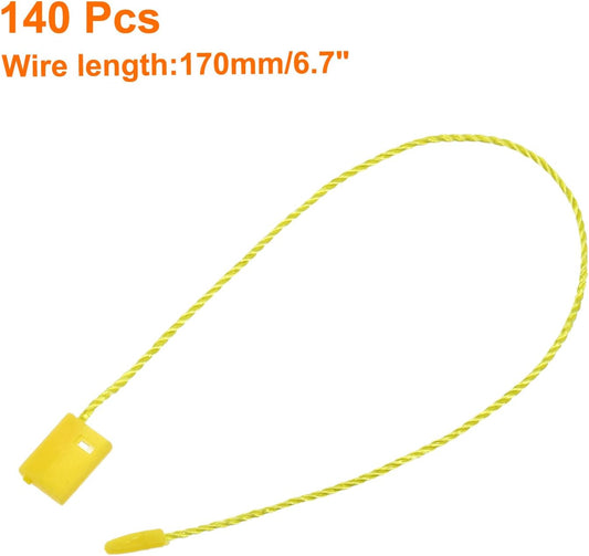 140Pcs Nylon Hang Tag String 6.7Inch Snap Lock Pins Loop Price Tag Fastener Plastic Tags Ties Tag Tags for Clothes String Tags Tags with String Yellow