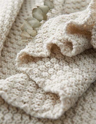 Soft Cable Knit Throw Blanket for Couch, 70.8x78.7 Inches Merino Wool Blend Chunky Knitted Blanket for Adults, Winter Warm Heavy Sofa Bed Throw, Cream Fringe Blanket(Yellow,70 * 100CM)