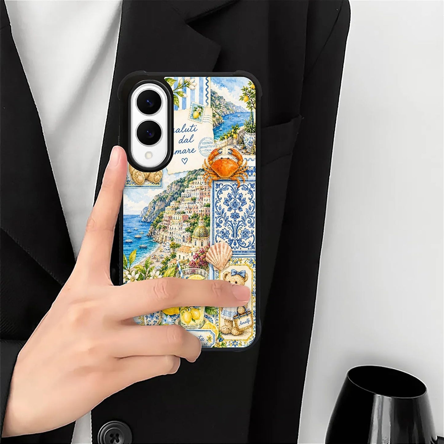 for Samsung Galaxy S25 Edge Case,Shock Absorption Non-Slip TPU with Corner Bumpers Phone Case,Talian Coastal Summer Lemon Aesthetic