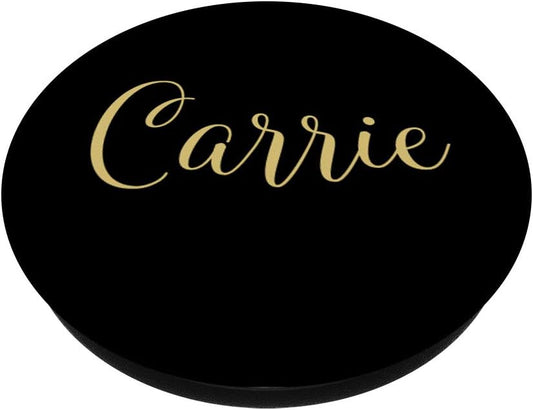 Carrie Personalized Yellow and Black Custom First Name PopSockets Grip and Stand for Phones and Tablets