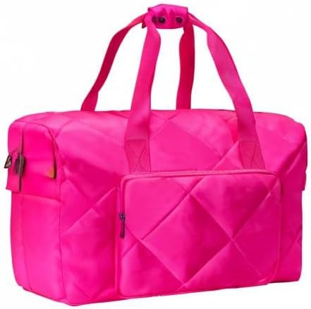 Sports Tote Gym Bag for Women, Travel Duffel Bag, Shoulder Weekender Overnight Bag for Women Girls Travel, Gym, Yoga (Fluorescent Green)