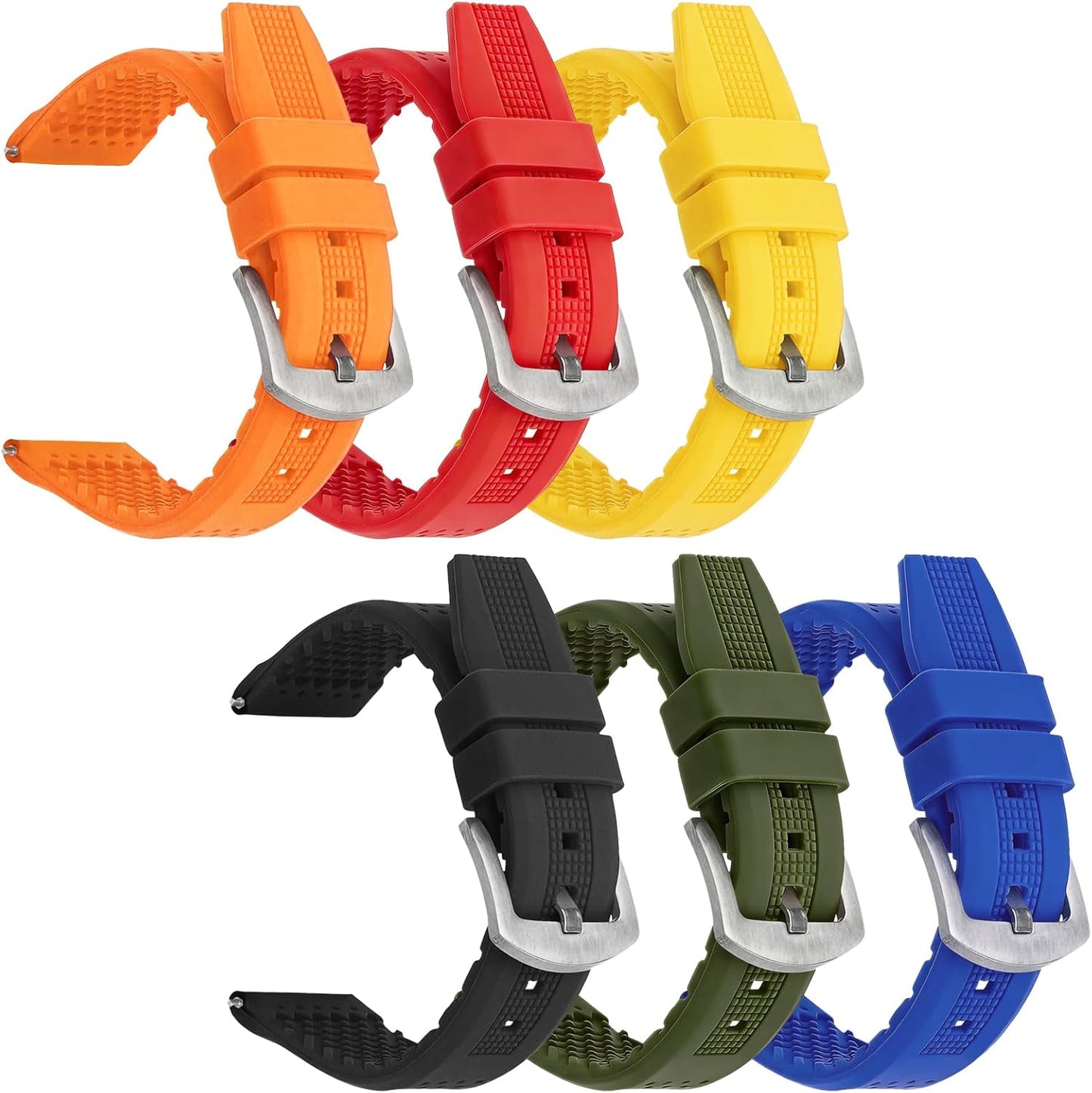 Silicone Watch Bands 16mm 18mm 20mm 22mm 24mm Replacement Rubber Diving Watch Straps Waterproof Sport with Stainless Steel Buckle Unisex for Men and Women