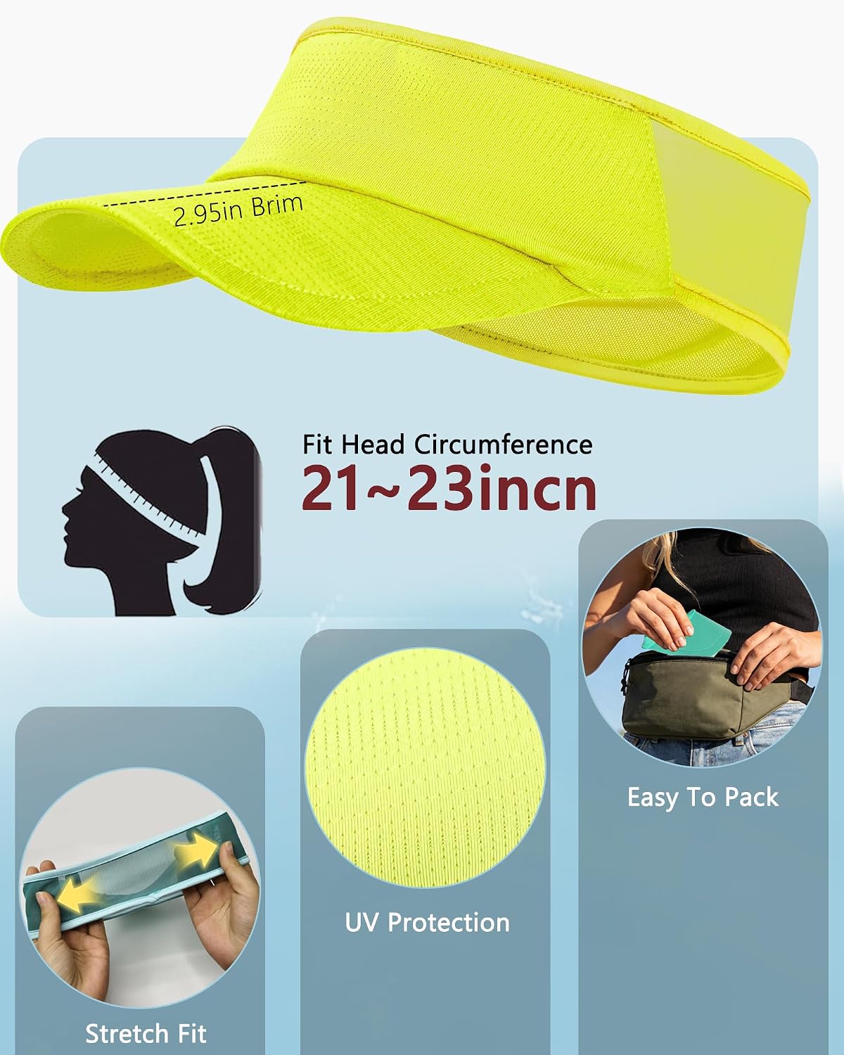 Sports Sun Visor for Women Men, Summer Cooling Stretchy Visors Hats | Ultra Lightweight ,Mesh Breathable ,Quick Drying Sun Hat , Womens UV Protection for Outdoor Golf Running Beach Tennis