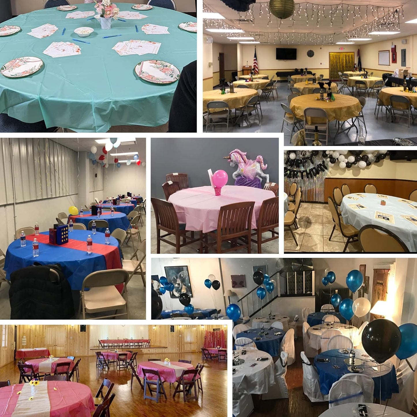 Table Cover Water Proof Disposable Tablecloth-6PK Round 84"-Light Yellow- for Party Birthday Wedding Picnic Fiesta Home Party Decorations
