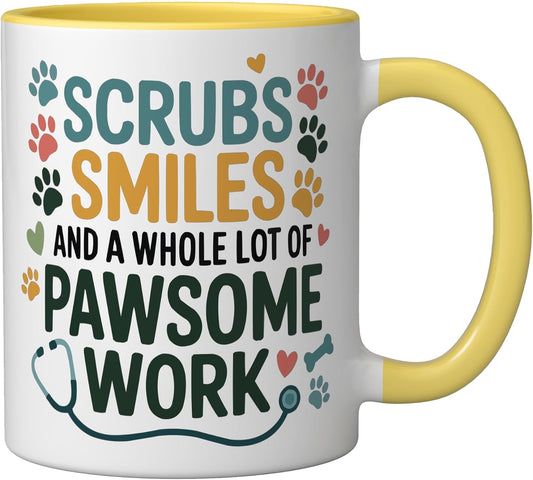 Veterinary Assistant Veterinarian Pet Animal Care Ceramic Mug, Yellow/White, 11oz