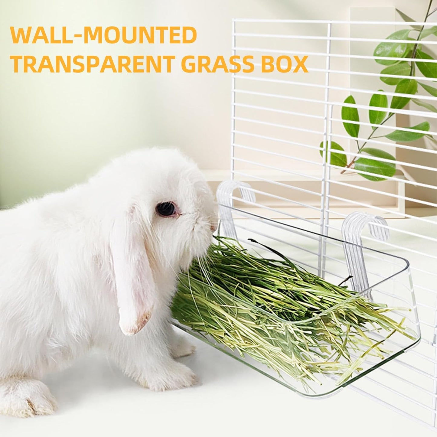 Stainless Steel Gird Rabbit Litter Box, Bunny Litter Pan with Hay Feeder & 20Pcs Disposable Pee Pads, Corner Potty Tray for Small Animals Rabbits Guinea Pigs Ferrets (15.4x11.2x4.8 inch)