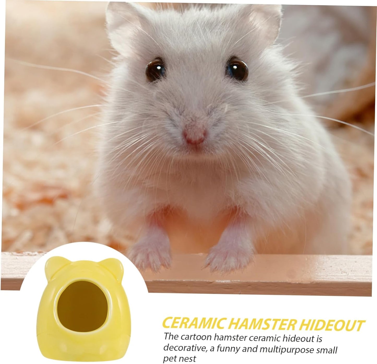 Ceramic Hamster Hideout House for Dwarf Hamsters Chinchillas Small Pets Decorative Sleeping Cave for Cage Accessories Yellow Small