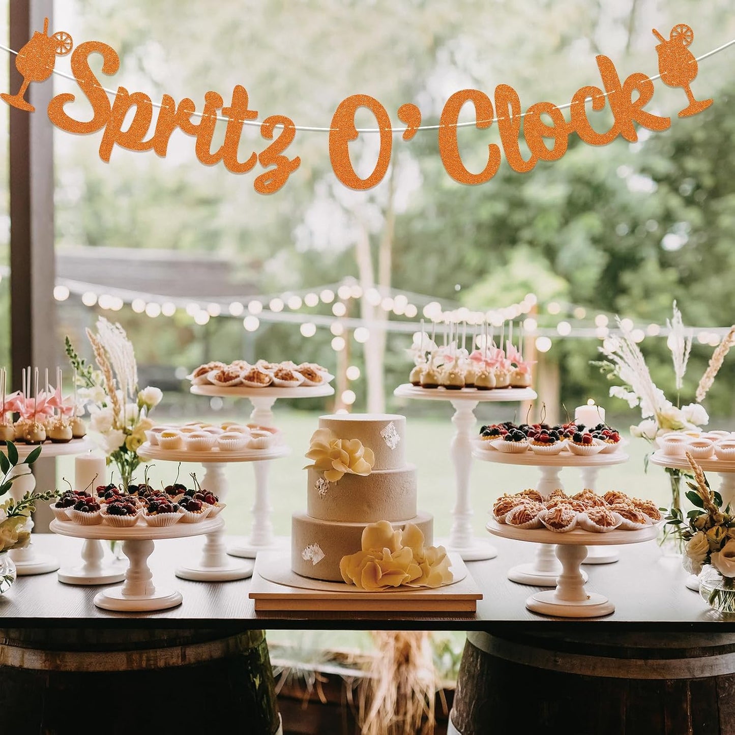 Spritz O’Clock Banner - Lemon Citrus Bridal Shower Bachelorette Wedding Party Decorations, Spritz Bar Banner, Orange Birthday Spritz Station Decoration Orange Glitter
