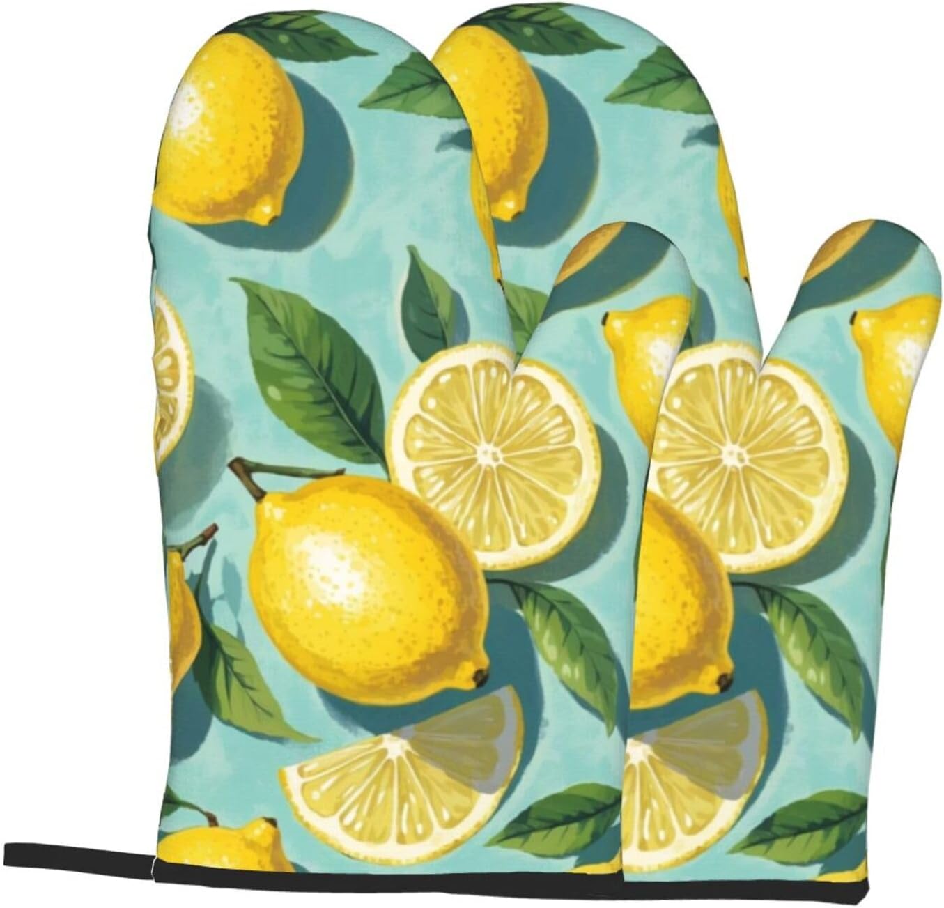 Lemon Oven Mitt 2-Pack Set, Heat Resistant,7"x13"