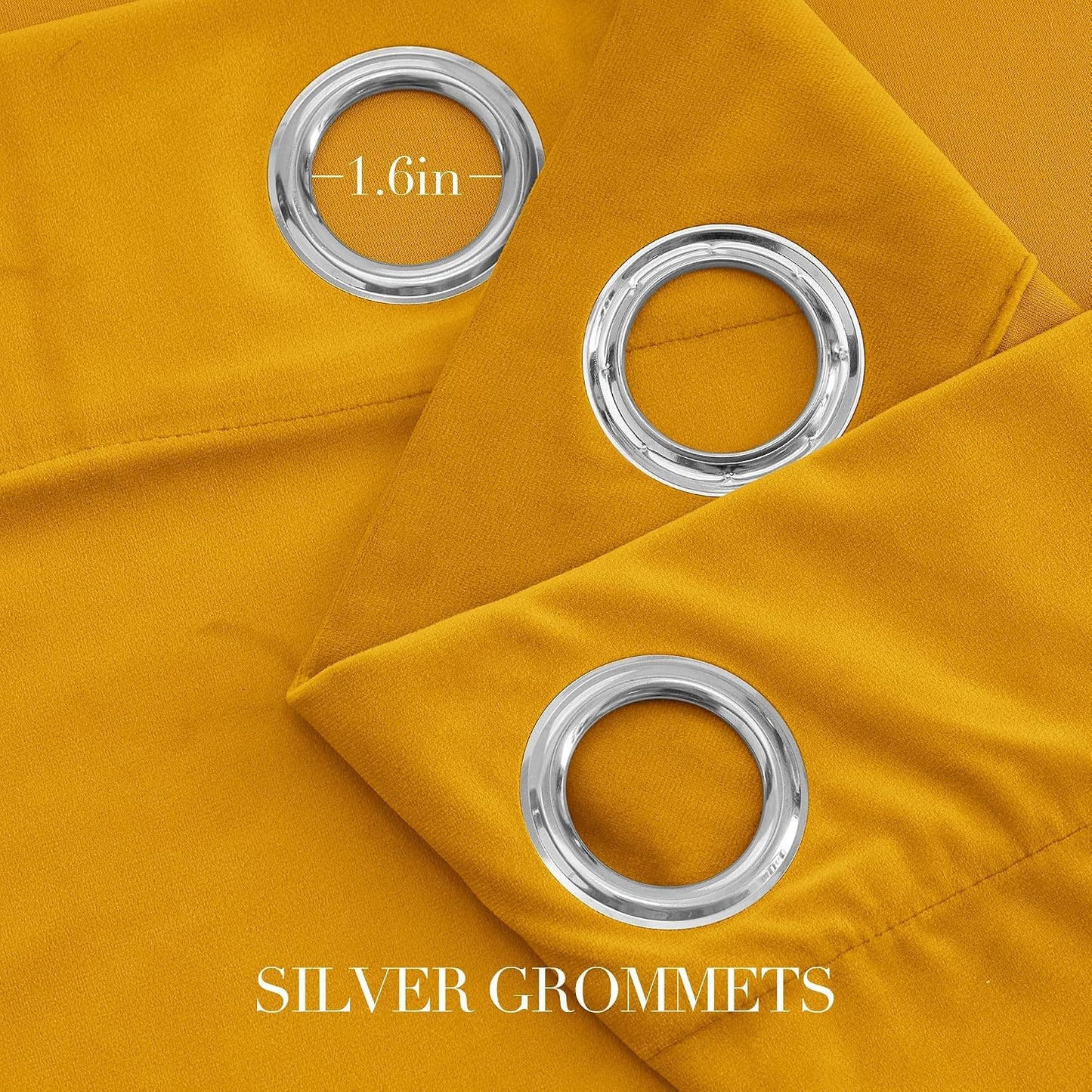 NICETOWN Yellowish Gold Velvet Curtains 84 inch Long - Blackout Thermal Insulating Soft Window Curtains for Bedroom Living Room Dining Sliding Glass Door, W52 x L84, 2 Panels