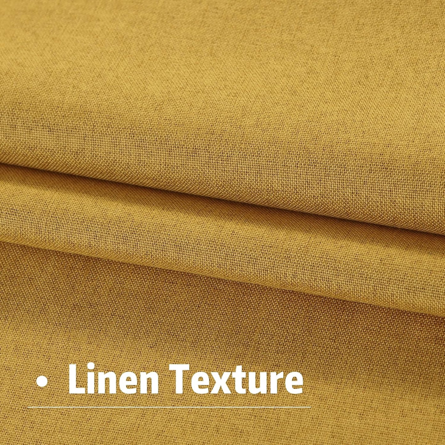 DUALIFE Yellow Linen Full Blackout Curtains 108 Inch Length 2 Panels Set for Living Opaque Privacy Back Tab Thermal Insulated 100% Black Out Room Darkening 9ft Window Curtain Drapes 108 Inches Long