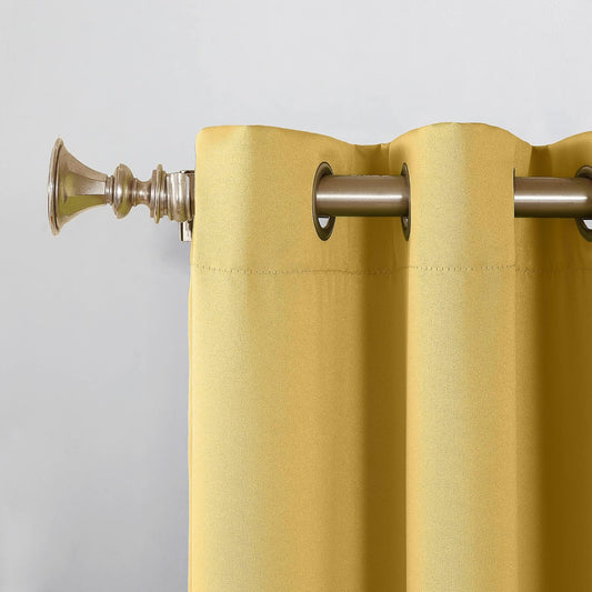 Sun Zero Barrow 2-Pack Energy Saving Grommet Curtain Panel Pair, Flax Yellow, 54" W x 54" L (2 Panels)