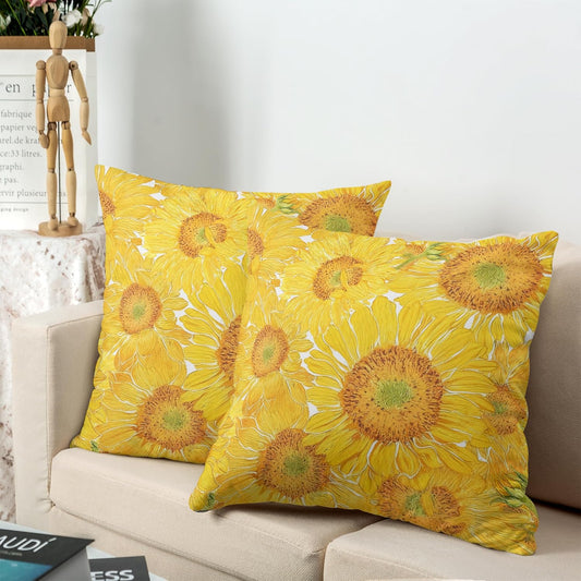 Sunflower Pillow Covers Floral Throw Pillow Covers 18x18 Yellow Pillow Case Flowers Double Sided Printing Cushion Case for Living Room Couch Sofa Set of 2