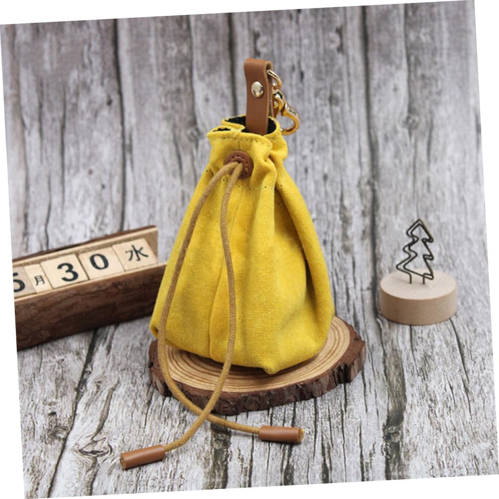 Canvas Dog Treat Pouch Portable Pet Training Bag Premium Yellow Snack Carrier Carabiner Clip for Outdoor Use for Puppy Training and Pet Supplies