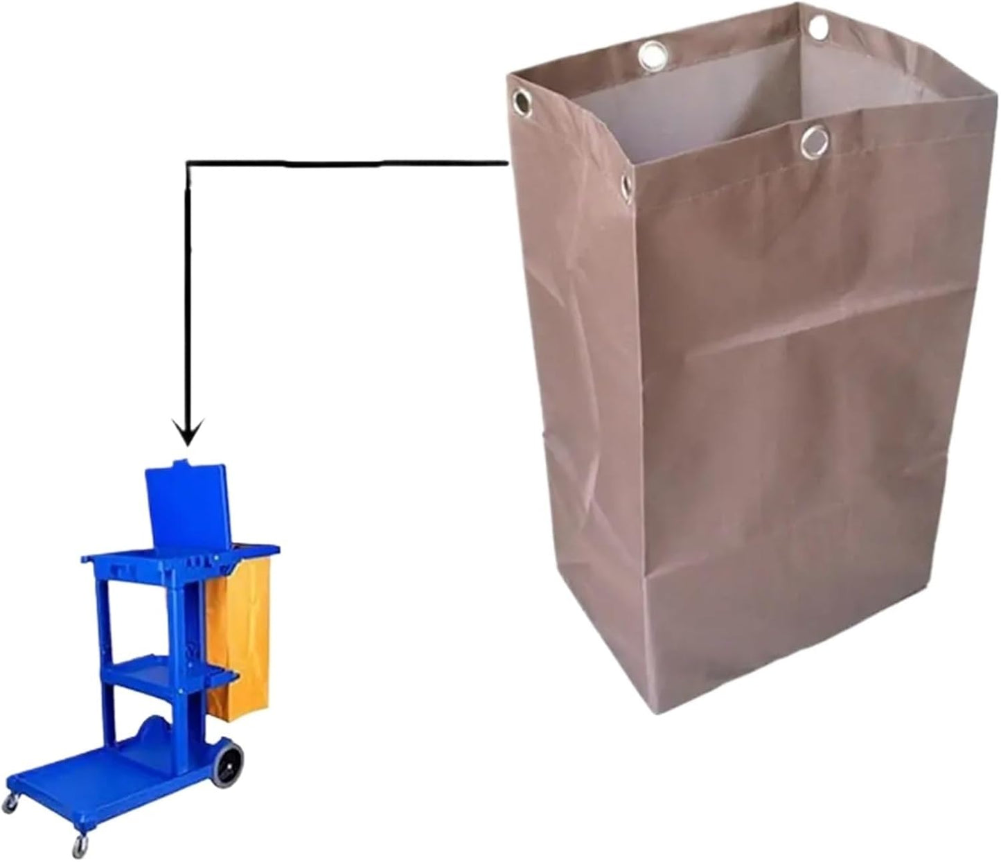 2pcs Large Capacity Waterproof Cleaning Cart Bag - Thicken Hotel Housekeeping Rubbish Holder(Yellow)