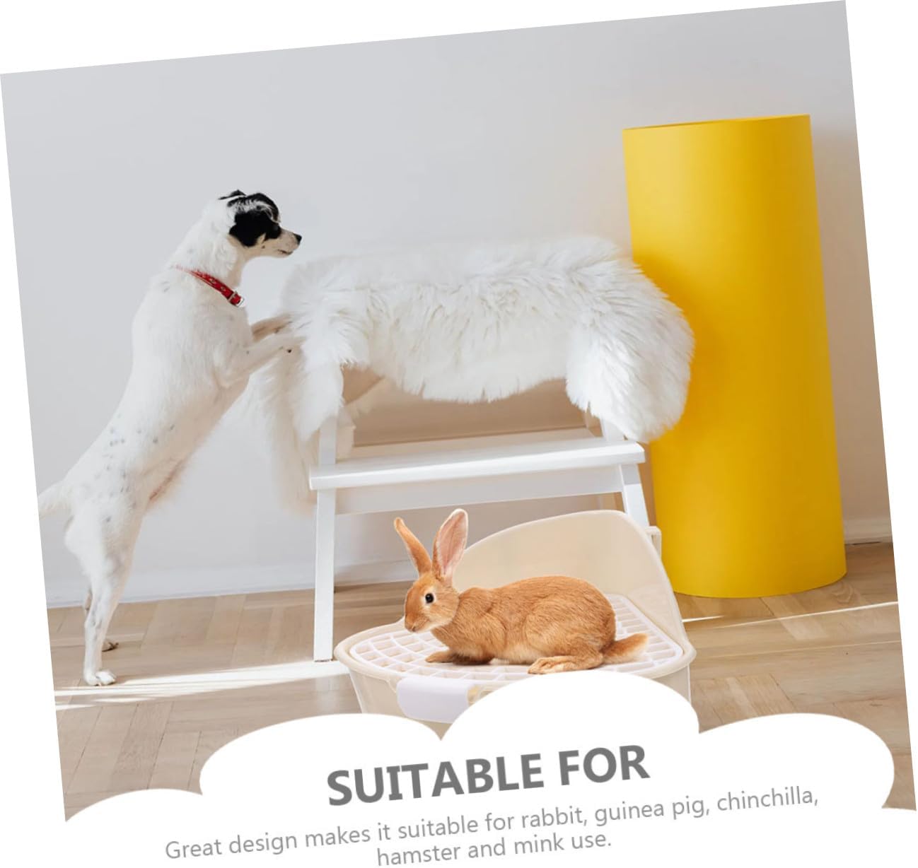 2pcs Pet Litter Box for Small Animals Detachable Toilet for Rabbits Guinea Pigs and Hamsters Easy to Clean Design Lightweight Compact White and Yellow