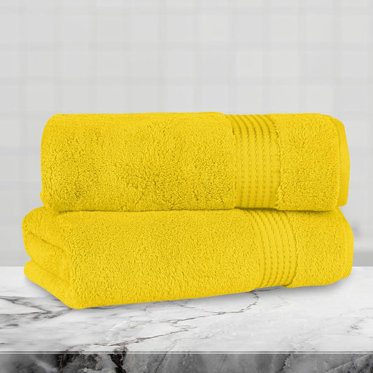 Mocassi Luxury 100% Turkish Cotton 2-Pack Bath Towel Set- Ultra Soft, Quick Dry Highly Absorbent 27 x 54 inch Premium Spa Hotel Quality 2PC Bath Towels - Luxurious Soft Bathroom Towels, Yellow