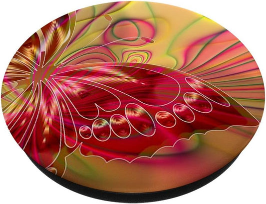 Cell Phone Button Pop Out Holder for Hand Pink Butterfly PopSockets PopGrip: Swappable Grip for Phones & Tablets