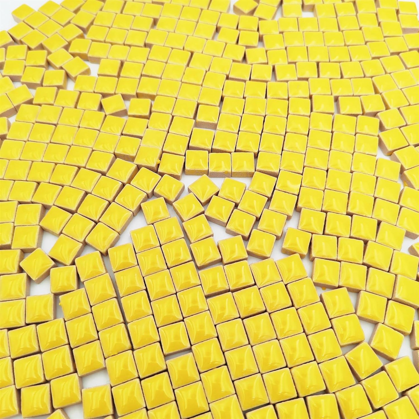 500PCS / 1.1LB Square Ceramic Mosaic Tiles, 0.4 x 0.4 inch Handmade Making Creative Micro Mosaic Tiles for DIY Art and Home Decorations (Yellow)