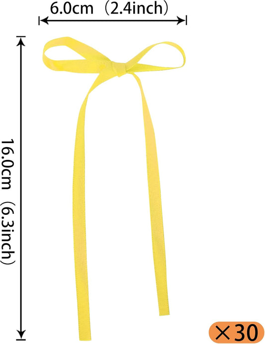 30 PCS Bow Cupcake Toppers Yellow Bowknot Ribbons Coquette Bow Girls Birthday Cake Decorations Bow Cake Toppers Bowknot Cupcake Picks for Wedding Bridal Birthday Baby Shower Party Supplies
