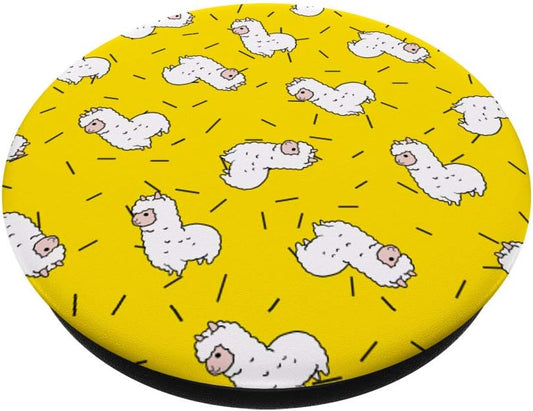 White Llama Patterned Yellow Pattern Llamas PopSockets Swappable PopGrip