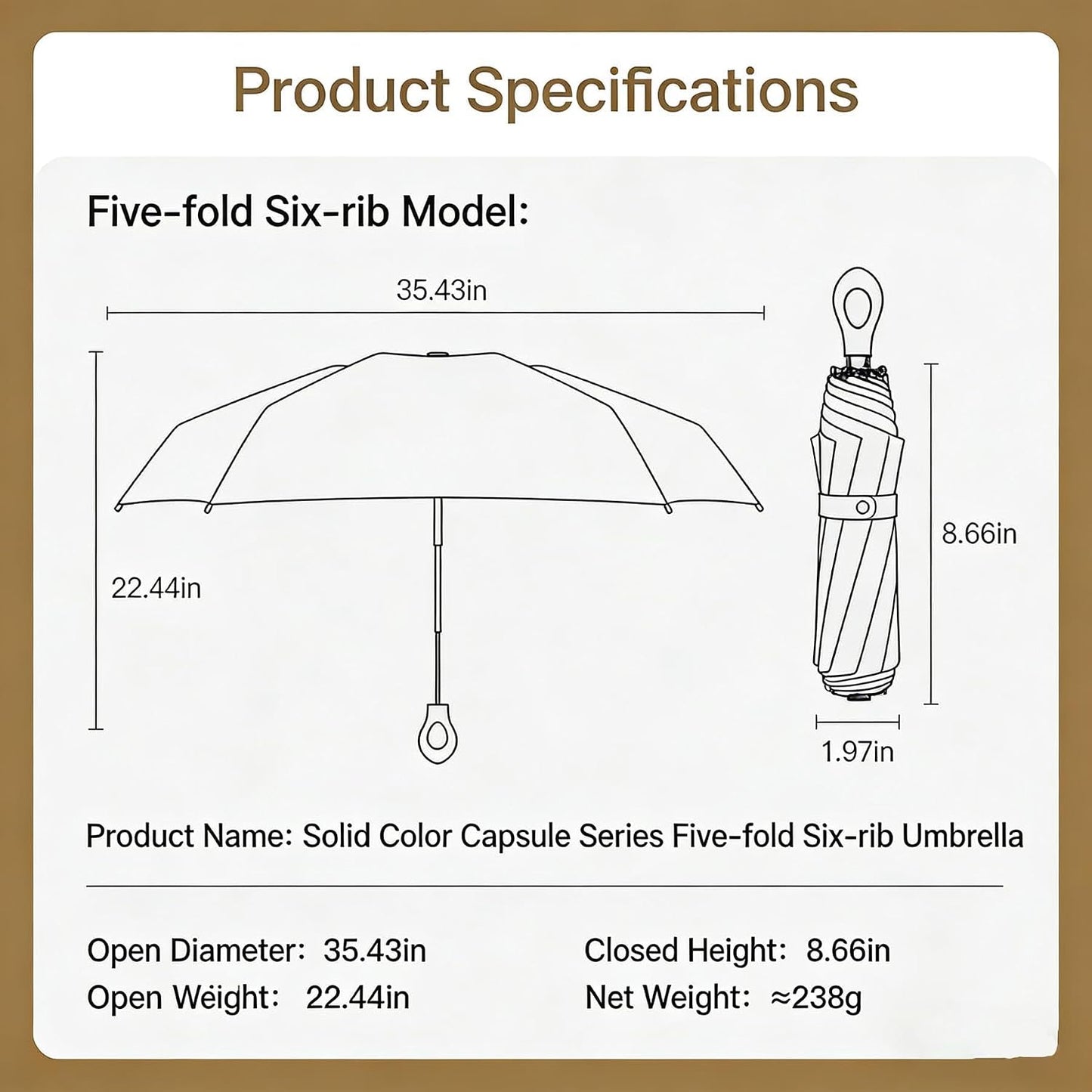 Mini Ring-Handle Sun & Rain - UPF 50+ Compact Manual Umbrella, Unique Color Design, Windproof & Water-Repellent, Ultra-Portable Umbrella for Women and Men