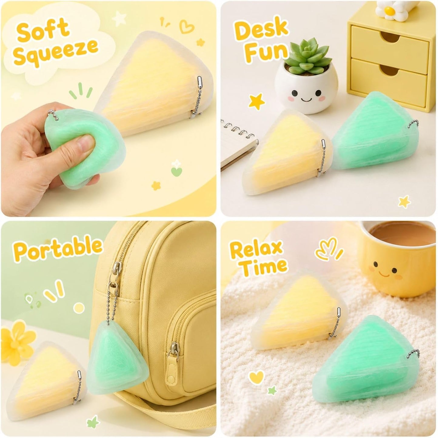 2 PCS Cheese Squishy, Squishy Cheese Yellow & Green Cheese Squishies, Soft Slow Rising Squishy Cheese Shape, 7*5*2.5 cm Fidget Squeeze Relax Reliever for Office Home Travel, Funny Sensory for People