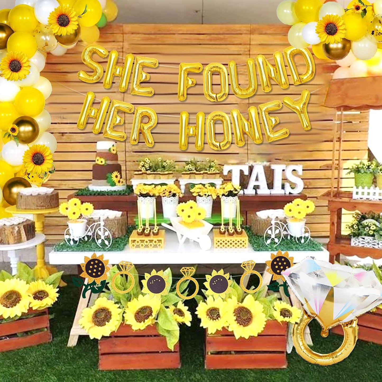 She Found Her Honey Sign Bride to Bee Bridal Shower Decoration | Bride to Bee Bridal Shower Decoration Balloons Backdrop Sunflowers Wedding Bride to Be Engagement Banner Props