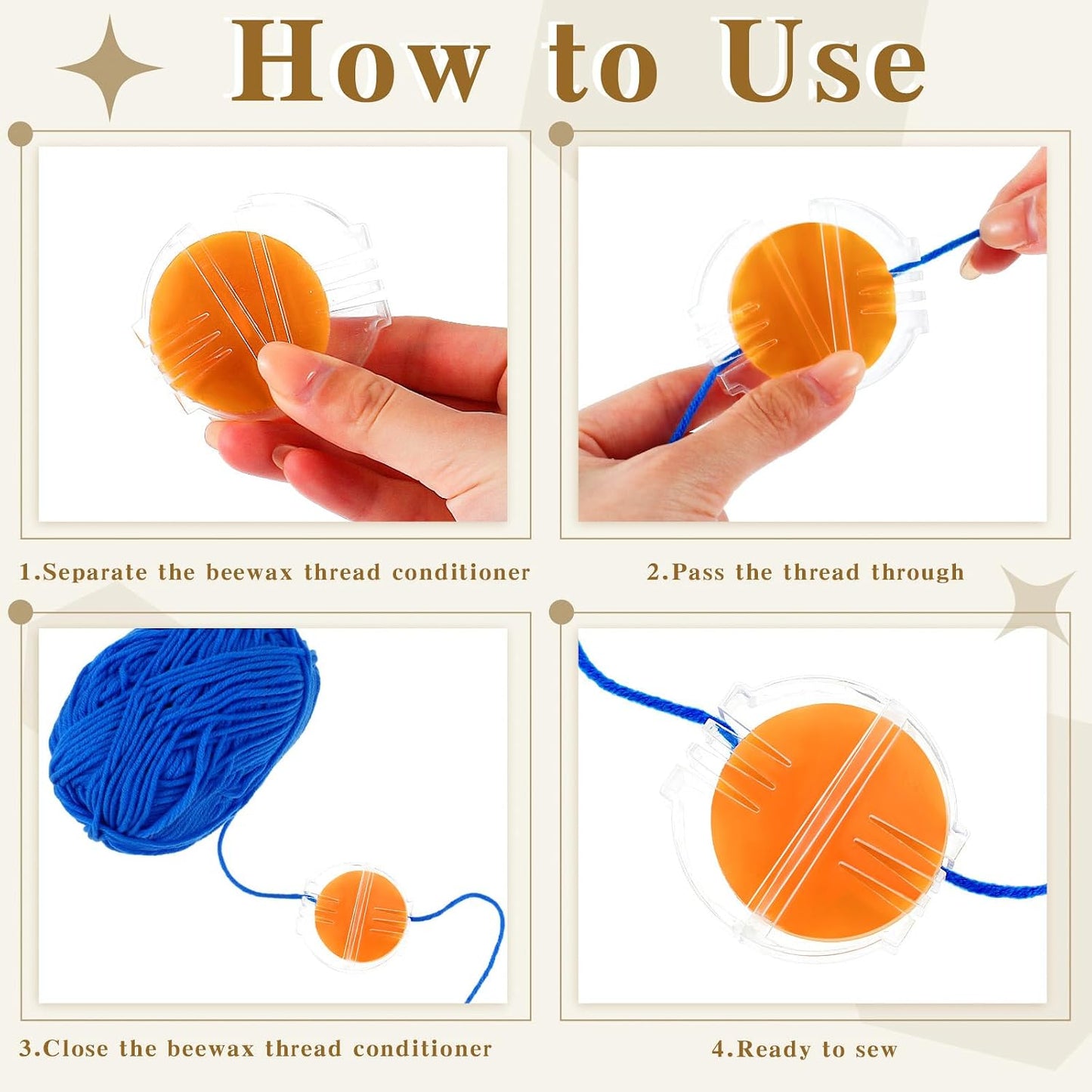 2 Pcs Thread Wax Thread Conditioner Beeswax for Hand Sewing Embroidery Beeswax Floss Conditioner for Quilting Sewing Strengthening Line Embroidery Wax (Deep Yellow,Clear Case)