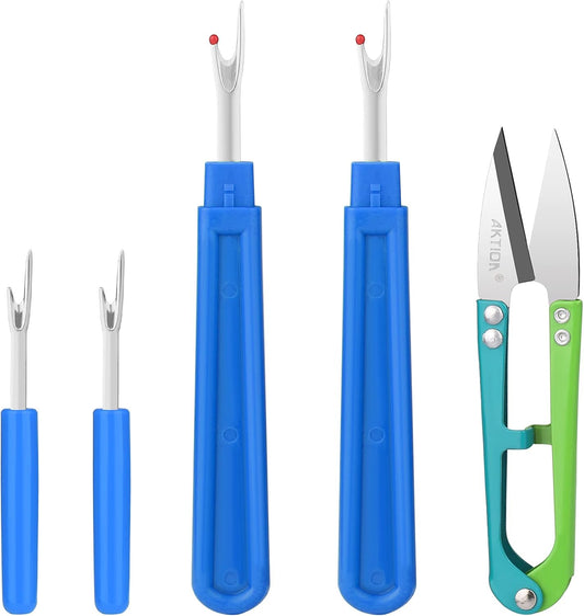 Seam Ripper, Sewing Stitch Ripper and Thread Remover Tool Kit, 2 Big+2 Small Embroidery Cutter and 1 Thread Snip(Yellow)