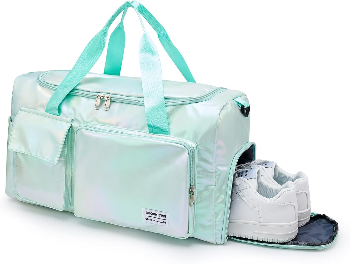 Small Gym Bag for Women, Travel Duffle Bag Carry On Weekender Bag with Shoe Compartment - Colors A