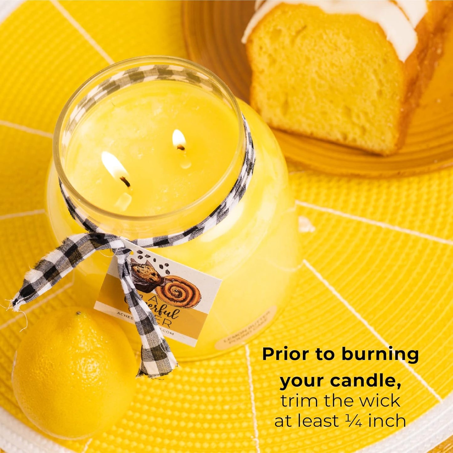 — Lemon Butter Pound Cake - 34oz Papa Scented Candle Jar with Lid - Keepers of the Light - 155 Hours of Burn Time, Gift for Women, Yellow
