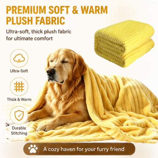 Yellow Dog Blanket, Emotional Blanket for Dogs, Soft Puppy Flannel Fleece Blanket for Pet Dog Cat, Plush Microfiber, Cozy and Lightweight for Indoors Sofa, Kennel (27.56×39.37in)
