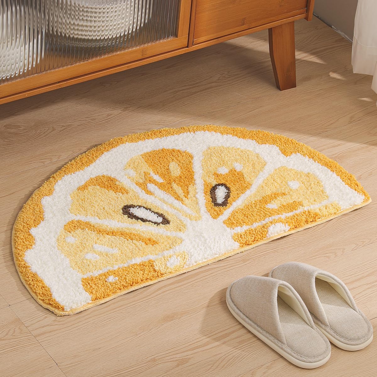 Cute Lemon Bath Mat Super Absorbent and Non-Slip Bathroom Rug Machine Wash Carpet for Sink, Shower and Bedroom (31"x17")