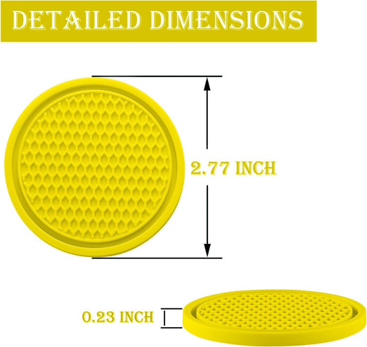 Car Cup Coaster, 4PCS Universal Non-Slip Cup Holders Embedded in Ornaments Coaster, Car Interior Accessories, Yellow