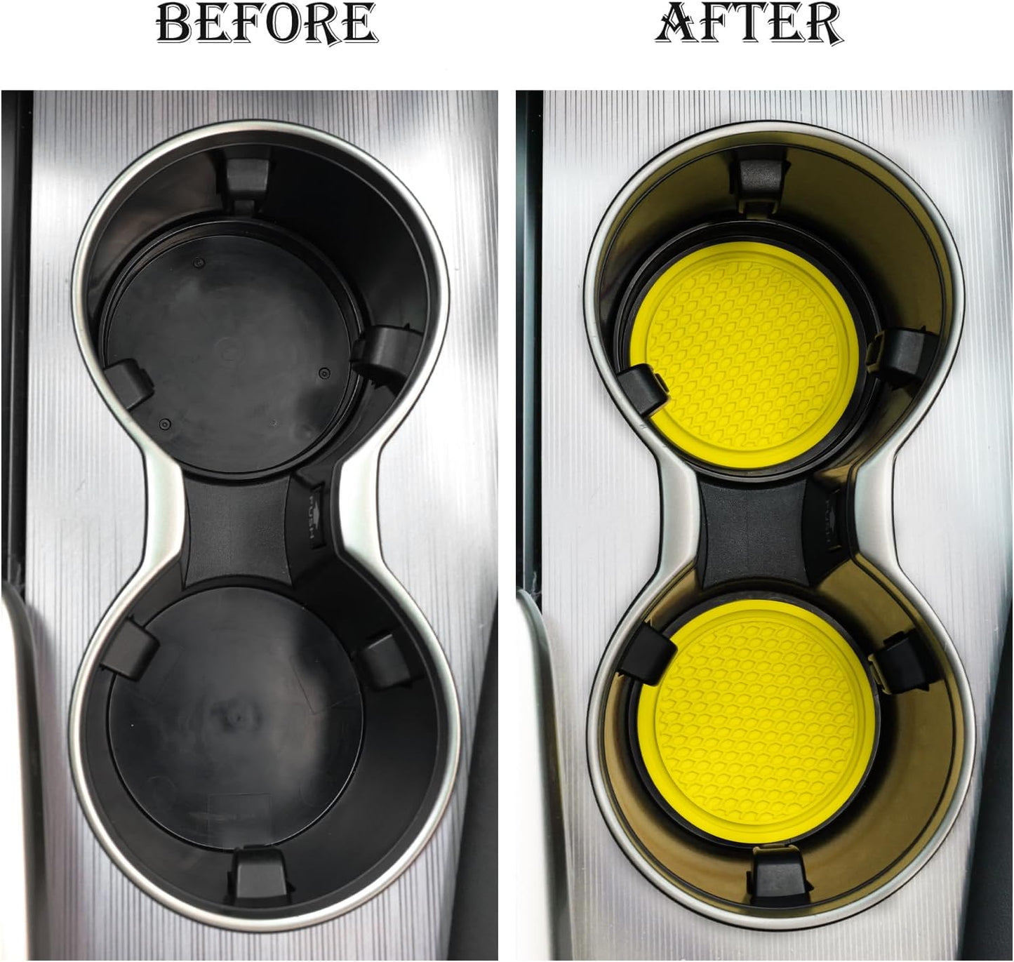 Car Cup Coaster, 4PCS Universal Non-Slip Cup Holders Embedded in Ornaments Coaster, Car Interior Accessories, Yellow