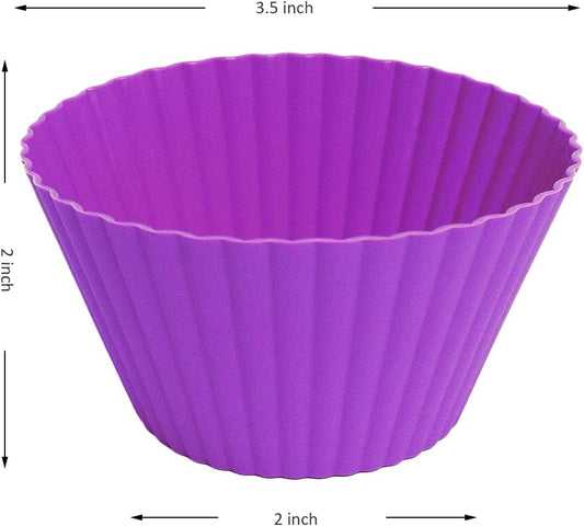 Extra Large Silicone Cupcake Muffin Cups 12 Pack, 3.54 Inch | Non-stick, Reusable, Jumbo, Multicolor, Easy to Clean, for Cupcake, Muffin, Mousse
