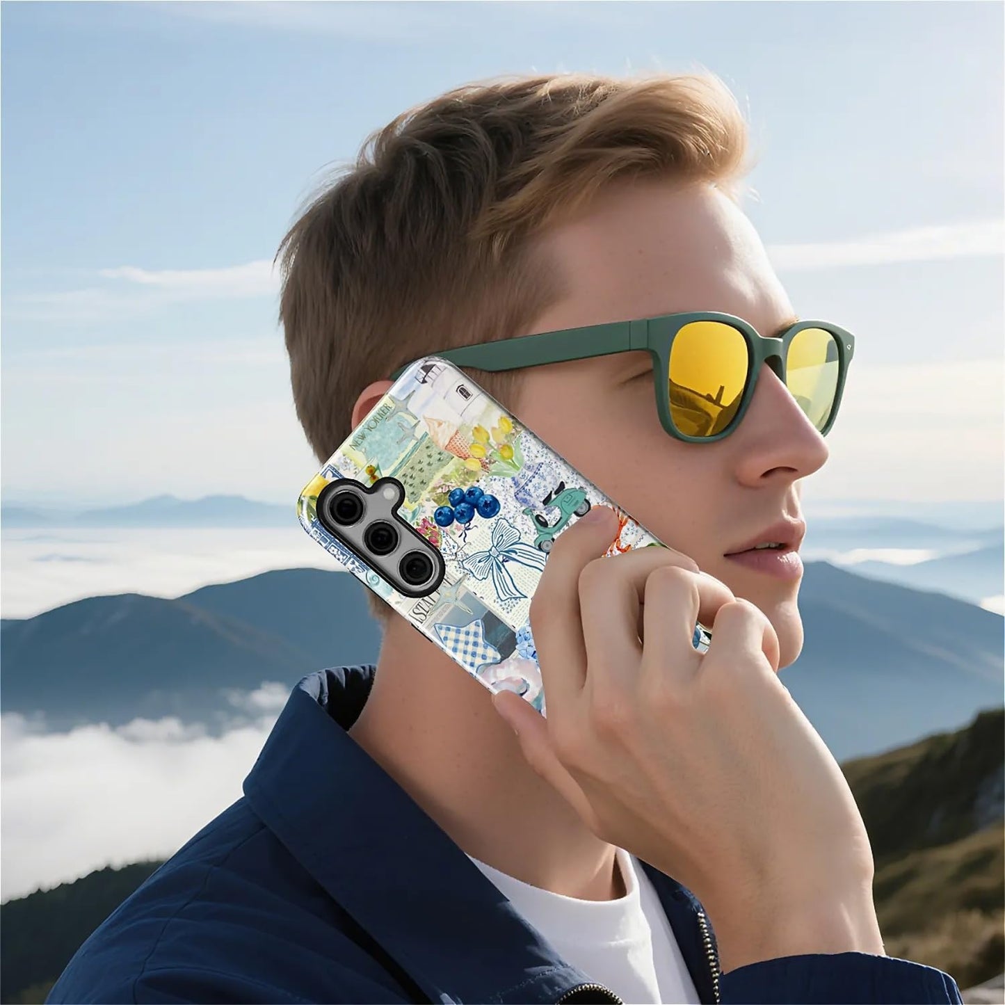 Case for Samsung Galaxy S26 Case,Retro Floral Lemon Ocean Collage Design - Hybrid Dual Protection Silicone + Hard PC Shockproof Full Body Cover, Protective Case for Men Women