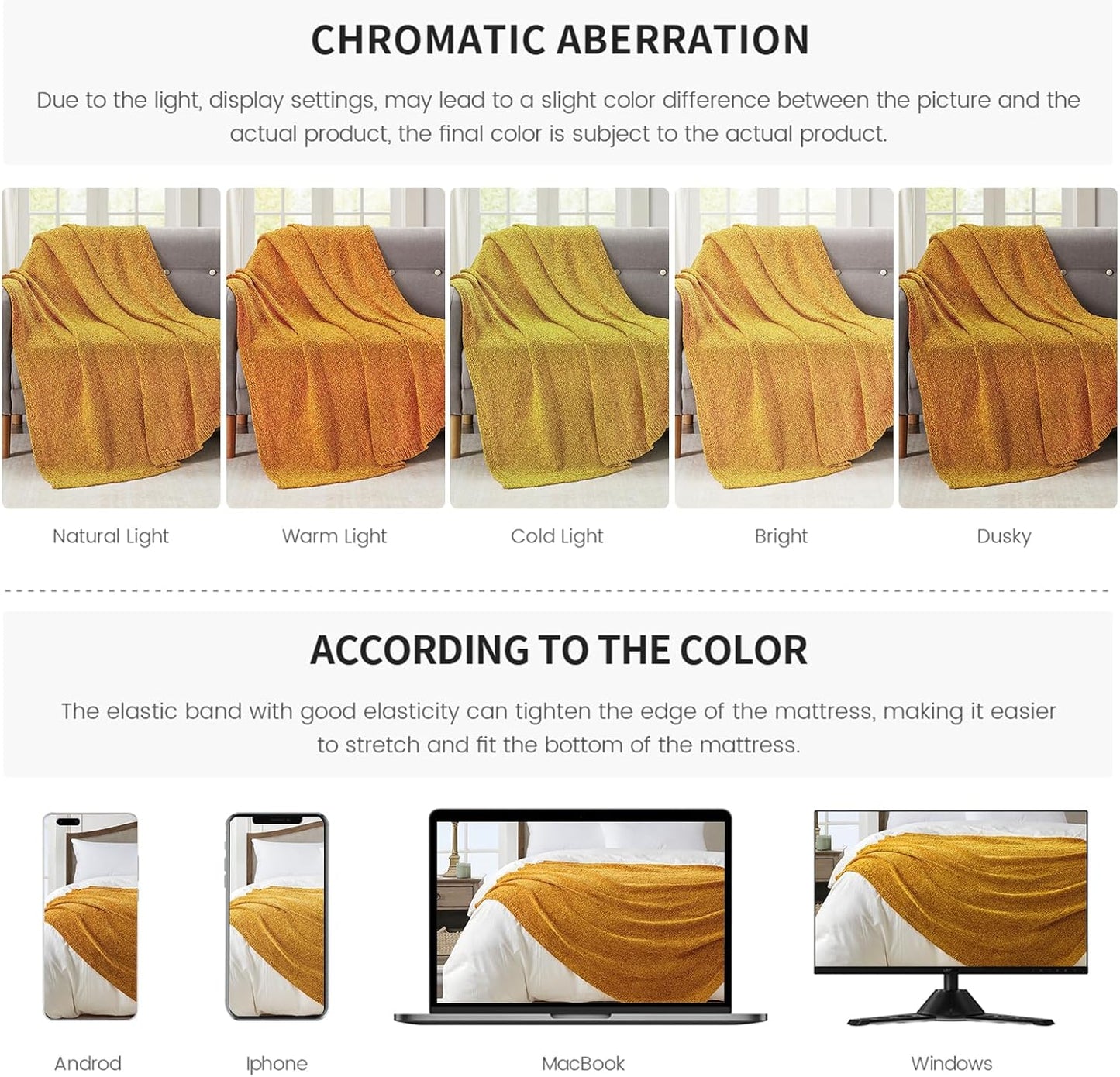 Chenille Throw Blanket for Couch Sofa Chair Bed Home Decoration, Soft Warm Cozy Blanket for All Season(50" x 60", Yellow)