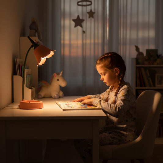 LED Desk Lamp Cordless Table Light Adjustable Gooseneck Dimmable Touch Rechargeable Battery Eye-Caring Night Light for Kids, Mini Cute Lamp for College Dorm Bedroom Reading, Yellow