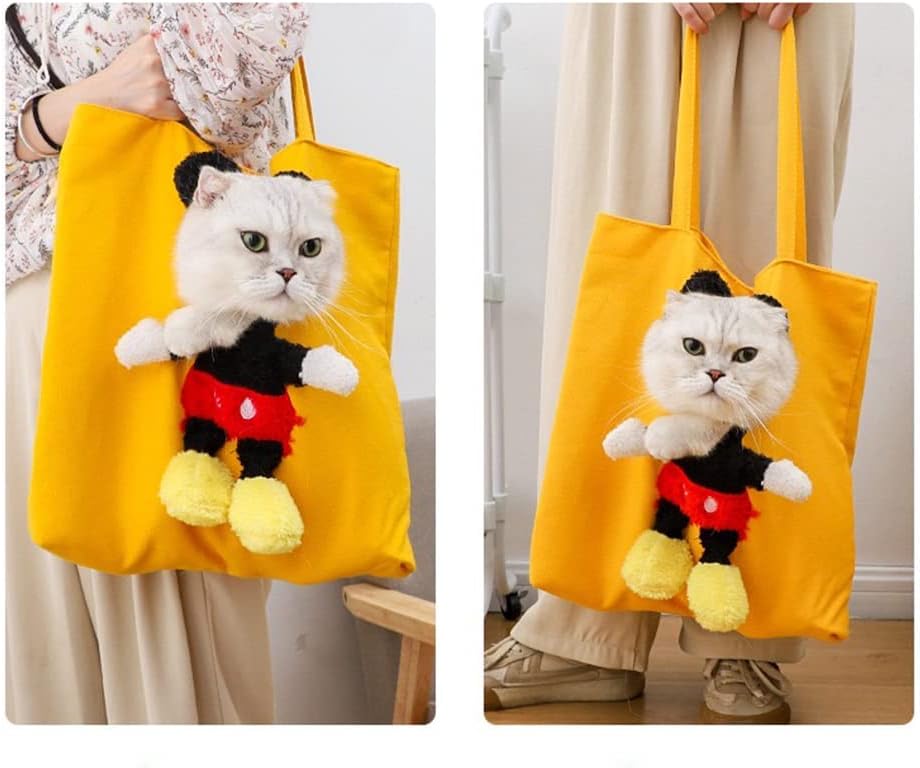 Pet Soft Canvas Bag Can Cut Hole Expose Head for Interact Ventilate No Closed,Yellow