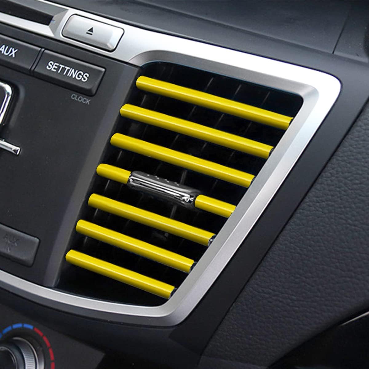 20 Pieces Car Air Conditioner Decoration Strip for Vent Outlet, Universal Waterproof Bendable Air Vent Outlet Trim Decoration, Suitable for Most Air Vent Outlet, Car Interior Accessories (Yellow)