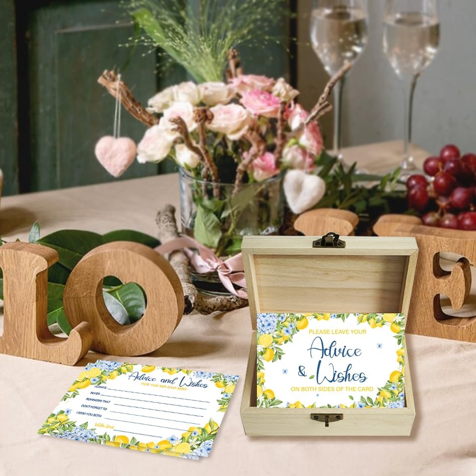 50PCS Lemon Advice & Wishes Cards for Mr and Mrs, Bridal Shower Games