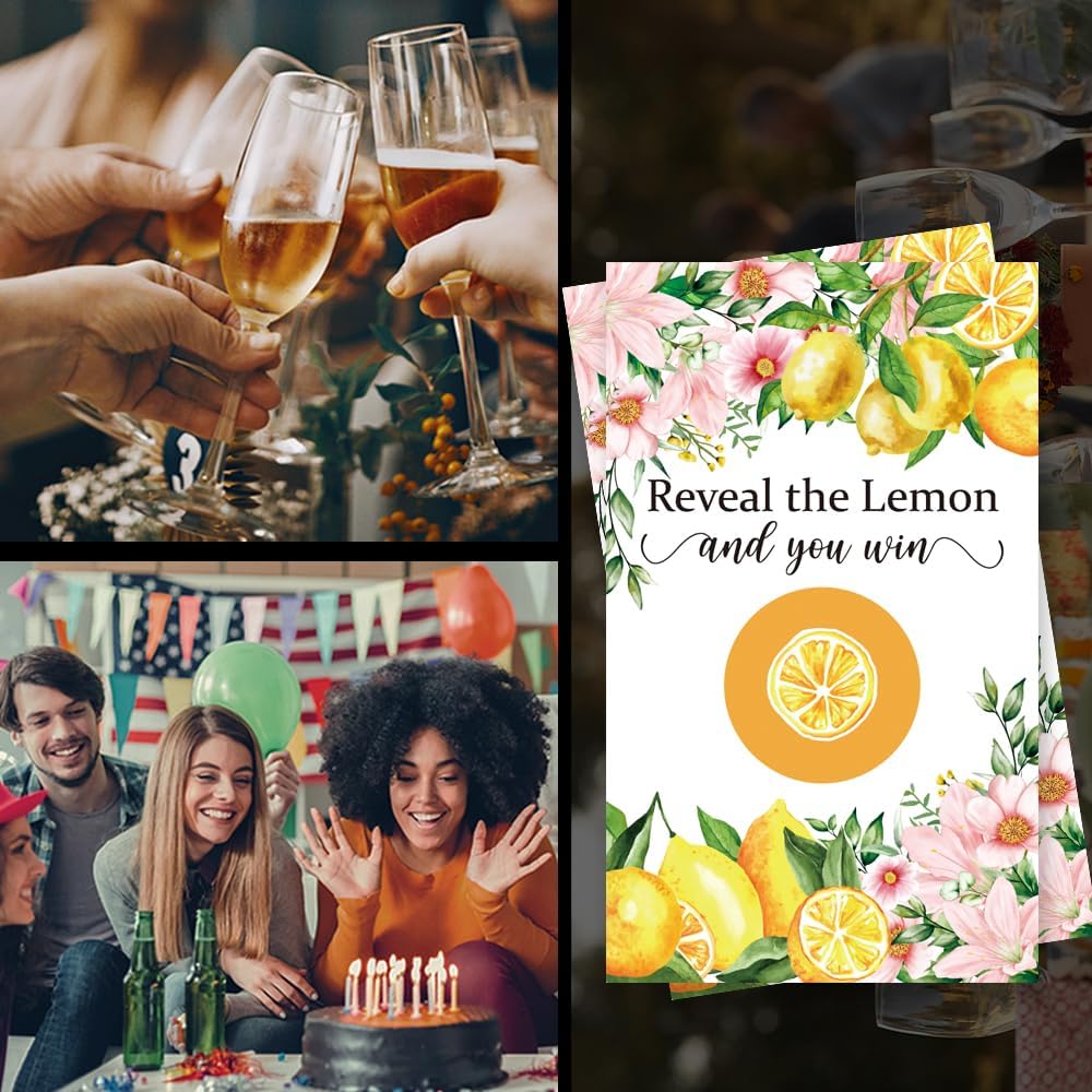 50 Pack Reveal The Lemon Scratch Off Cards | Lemon Scratch Game for Bridal Shower Raffle Ticket Lottery Game Wedding Engagement Party Bachelorette Birthday Party Supplies