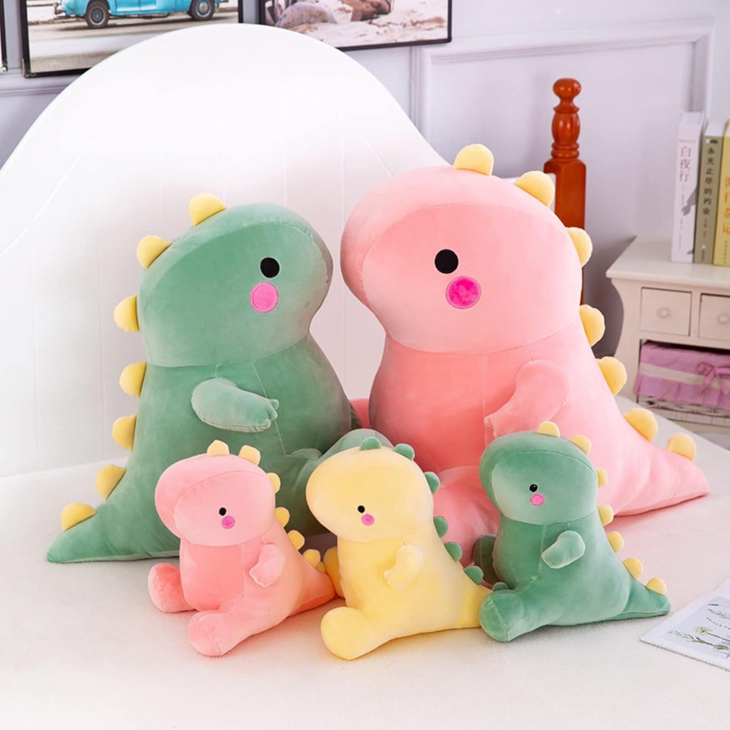 Dinosaur Plush Toys Soft Stuffed Animals Toys Dolls Gifts(Yellow 8in) | Fluffy dinosaur stuffed plush toy made of premium soft fabric. Neat stitching, room decoration and daily companion